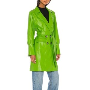 Green faux leather coat